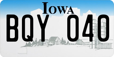 IA license plate BQY040