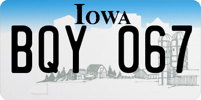 IA license plate BQY067