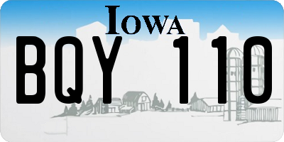 IA license plate BQY110
