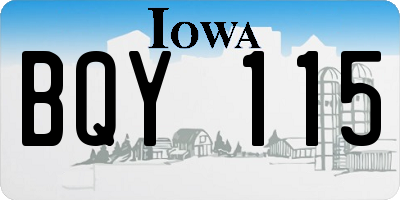 IA license plate BQY115