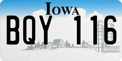 IA license plate BQY116
