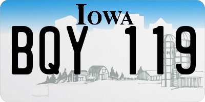 IA license plate BQY119