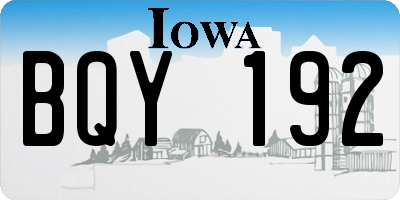 IA license plate BQY192
