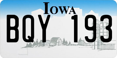 IA license plate BQY193