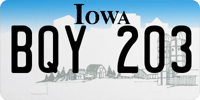 IA license plate BQY203