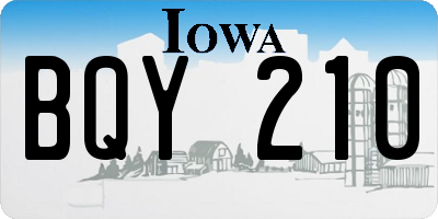 IA license plate BQY210