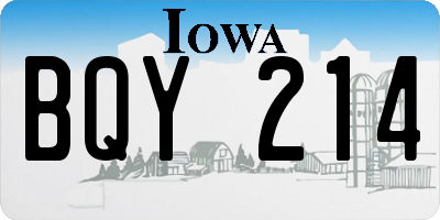 IA license plate BQY214