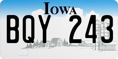 IA license plate BQY243