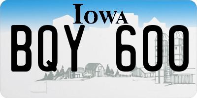 IA license plate BQY600