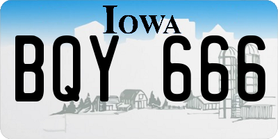 IA license plate BQY666