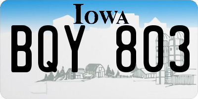 IA license plate BQY803