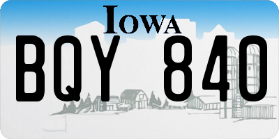 IA license plate BQY840