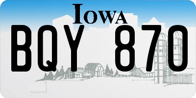 IA license plate BQY870