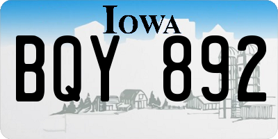 IA license plate BQY892