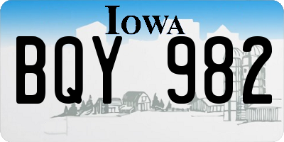 IA license plate BQY982