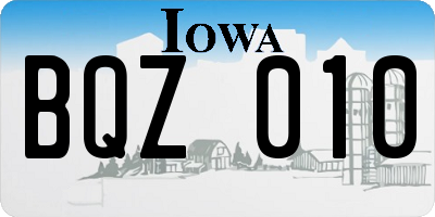 IA license plate BQZ010