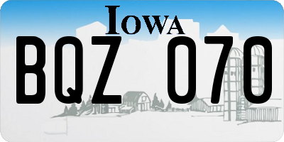 IA license plate BQZ070