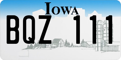 IA license plate BQZ111