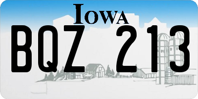 IA license plate BQZ213