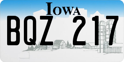 IA license plate BQZ217