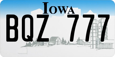 IA license plate BQZ777