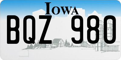 IA license plate BQZ980