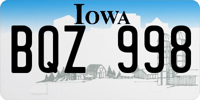 IA license plate BQZ998