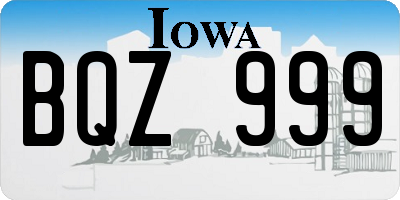 IA license plate BQZ999