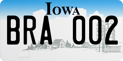 IA license plate BRA002