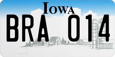 IA license plate BRA014