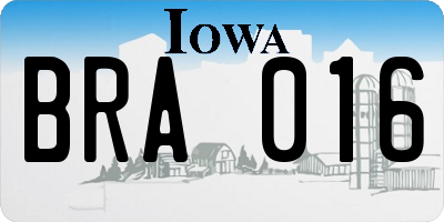 IA license plate BRA016
