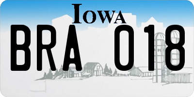 IA license plate BRA018