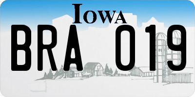 IA license plate BRA019