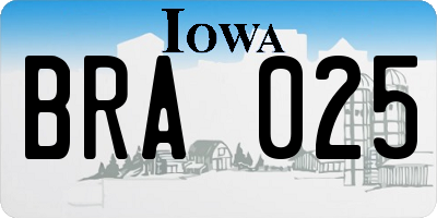 IA license plate BRA025