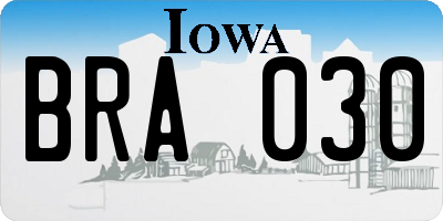 IA license plate BRA030