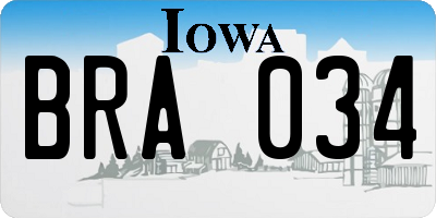 IA license plate BRA034