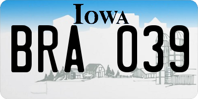 IA license plate BRA039