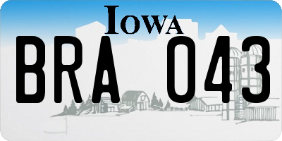 IA license plate BRA043