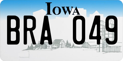 IA license plate BRA049