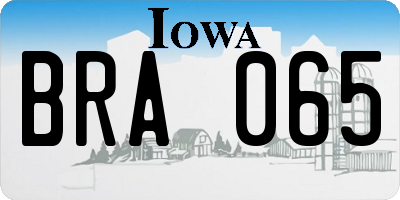 IA license plate BRA065