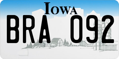IA license plate BRA092
