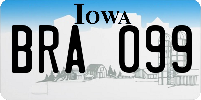 IA license plate BRA099