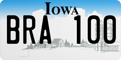 IA license plate BRA100