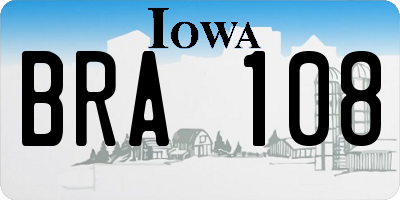 IA license plate BRA108