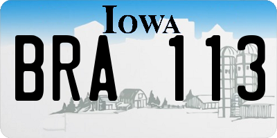 IA license plate BRA113