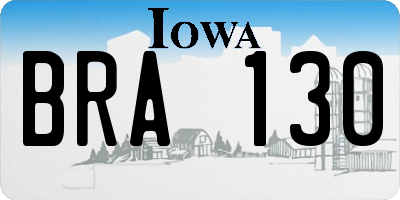 IA license plate BRA130