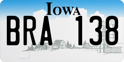 IA license plate BRA138