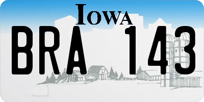 IA license plate BRA143