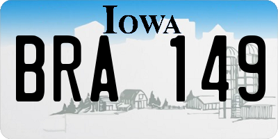 IA license plate BRA149