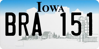 IA license plate BRA151